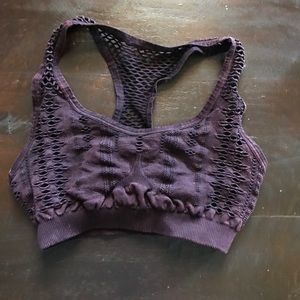 Maroon distressed sports bra